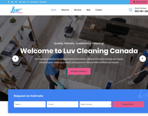 Luv Cleaning Canada Website Design